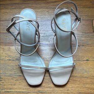 Raye Women's Cream Nude Patent Strappy Sandals wrap heel